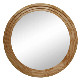 Natural Wood Round Framed Wall Mirror XR3090-O